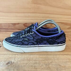 Vans Lacy Purple Low-top Black Lace Overlay Sneakers size 10
